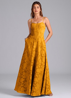 Azazie Stasy Bridesmaid Dresses Butterscotch A-Line Sweetheart Neckline Floral Burnout Dress image3