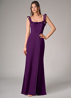 Azazie Callie Bridesmaid Dresses Grape Mermaid Side Slit Chiffon Convertible Dress image4