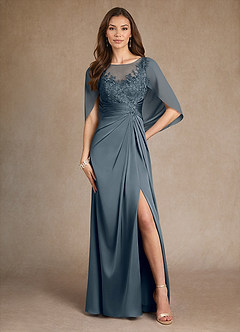Azazie Hera Kleider für die Brautmutter A-Linie Spitze Stretch-Satin Kleid Zwielichtviolett image1