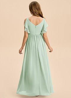 Azazie Jessy Junior Agave A-Line Pleated Chiffon Dress image6