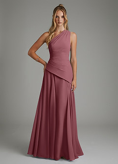 Azazie Holly Bridesmaid Dresses Desert Rose A-Line Corset Chiffon Dress image1