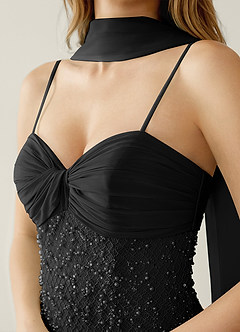 Jasminiah Black Pearl-Embellished Lace/Chiffon Prom Dress image5
