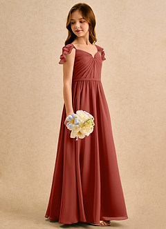 Azazie Meimei Girls Formal Flower Girl Klänningar Klä A-Line i Chiffong Plisserad image4