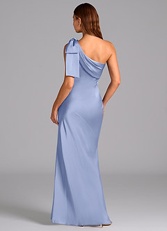 Azazie Yuanna Robes de demoiselle d'honneur Robe Sirène en Satin extensible Ue épaule Eis image2