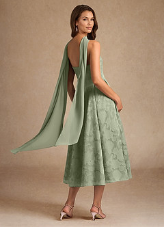 Azazie Lorain Mother of the Bride Dresses Agave A-Line Pleated Floral Burnout Dress image6