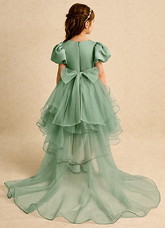 Azazie Cocoa Abiti da Ragazza di Fiori Abito Principessa in Tulle Plissettato Matcha image7