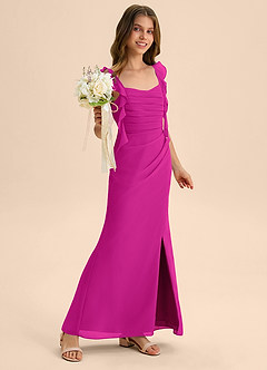 Azazie Jessamine Junior Klä av Sjöjungfru i Chiffong Älskling Halsringning image4