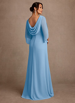 Azazie Anaheim Mère de la mariée Robes Robe Trapèze en Mousseline de soie Plissée Poudre Bleue image2