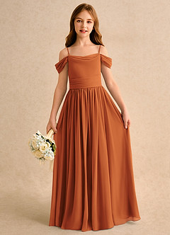 Azazie Shia Girls Formal Blumenmädchenkleider A-Linie Schulterfrei Chiffon Kleid Kanel image2