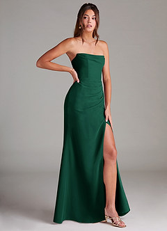 Azazie Leonis Bridesmaid Dresses Emerald Sheath Strapless Chiffon Convertible Dress image8