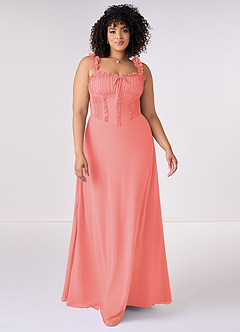 Barbie ♥ Azazie Bridesmaid Dresses Coral A-Line Sweetheart Neckline Chiffon Dress image6