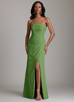 Azazie Aretha Bridesmaid Dresses Basil A-Line Strapless Chiffon Dress image1