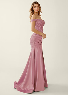 Briareny Rose Robe de bal en satin stretch brodé de dentelle et de sequins image3