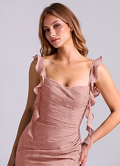 Azazie Jessamine Final Sale Rosette Mermaid Corset Floral Burnout Dress image7