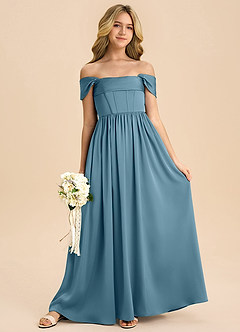 Azazie Hattie Junior Klä av A-Line i Stretch Satin Plisserad image3