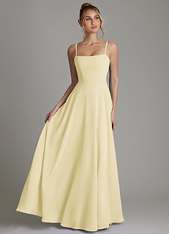Azazie Elita Brautjungfernkleider A-Linie Plissee Chiffon Kleid Zitronensorbet image1