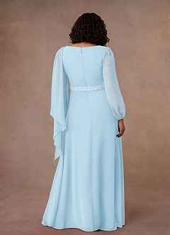 Azazie Priyanka Mother of the Bride Dresses Sky Blue A-Line Boatneck Pleated Chiffon Dress image8