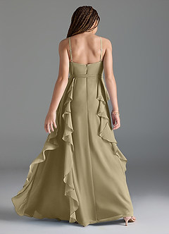 Azazie Peyton Junior Moss Green A-Line V-Neck Cascading Ruffles Chiffon Dress image5