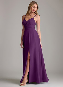Azazie Terese Bridesmaid Dresses Grape A-Line Pleated Chiffon Dress image4