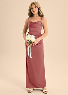 Azazie Mai Junior Antique Rose Sheath Sweetheart Neckline Stretch Satin Dress image4