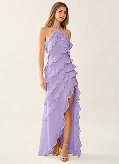 Veronica Lilac Chiffon Ruffled A-line Prom Dress image1