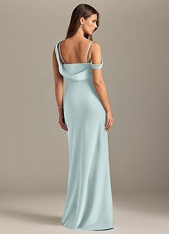 Azazie Madelyn Bridesmaid Dresses Mist Mermaid Off the Shoulder Stretch Satin Convertible Dress image2
