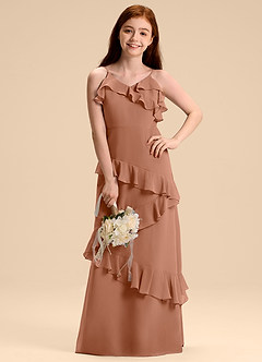 Azazie Evara Junior Bronzer A-Line Chiffon Dress image4