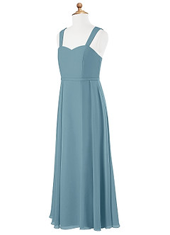 Azazie Simoan Junior Vestido de Azul Malhumorado de Gasa de Corte En A con Escote de Corazón image6