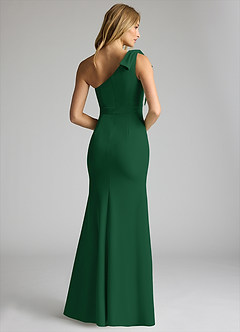 Azazie Rinna Bridesmaid Dresses Dark Green Mermaid One Shoulder Stretch Crepe Dress image2