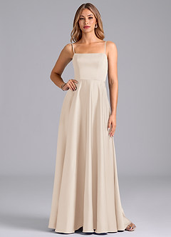 Azazie Elita Bridesmaid Dresses White Alabaster A-Line Pleated Stretch Satin Dress image1