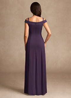 Azazie Ewa Mother of the Bride Dresses Plum A-Line Off the Shoulder Mesh Dress image8