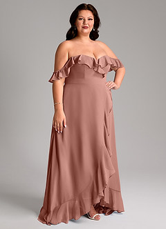 Azazie Lyra Abiti da Damigella Abito Convertibile A-Line in Chiffon Cedro Rosa image13