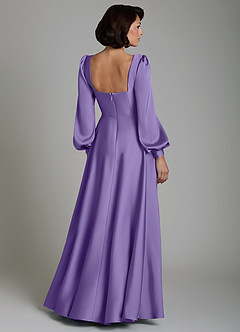 Azazie Solana Bridesmaid Dresses Tahiti A-Line Long Sleeve Stretch Satin Dress image2