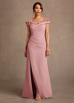Azazie Jettie Abiti per la Madre della Sposa Abito Tubino in Chiffon Plissettato Rosa Polverosa image1