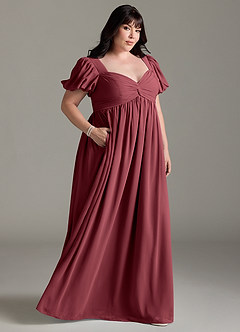 Azazie Madisynn Maternity Bridesmaid Dresses Bow Chiffon Floor-Length Dress image7