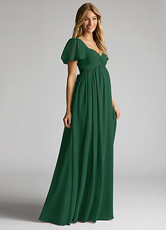 Azazie Madisynn Maternity Bridesmaid Dresses Bow Chiffon Floor-Length Dress image3