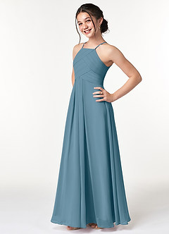 Azazie Ginger Junior Bermuda A-Line Pleated Chiffon Dress image3