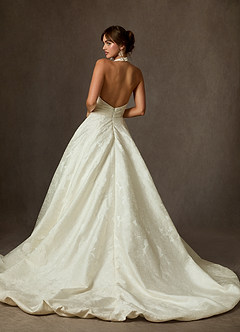 Azazie Saphira Bröllopsklänningar Klänning av Balklänning i Blommig Jacquard med fickor Antik Vit image2