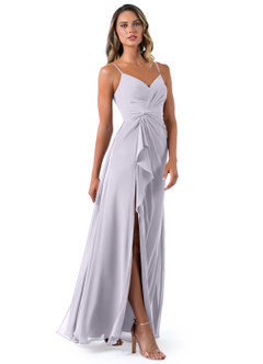 Azazie Emerald Bridesmaid Dresses Fog A-Line Ruffled Chiffon Dress image6