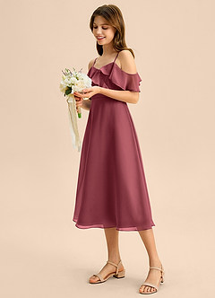 Azazie Kamilla Junior Vestido de Merlot de Gasa de Corte en A con Vestidos sin tirantes image3