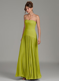 Azazie Yuliana Bridesmaid Dresses Lemongrass A-Line Strapless Chiffon Dress image5