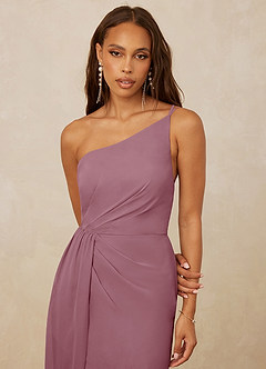 Christian Siriano Bridal for Azazie 1003 Bridesmaid Dresses Vintage Mauve Sheath One Shoulder Chiffon Dress image4
