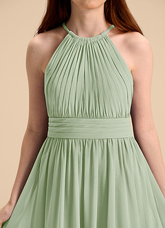 Azazie Malone Junior Dusty Sage A-Line Pleated Chiffon Dress image8