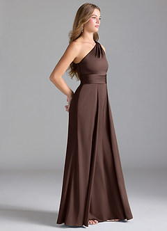 Azazie Dallas Bridesmaid Dresses Ganache A-Line One Shoulder Stretch Satin Dress image4