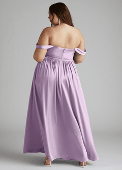 Azazie Morana Brautjungfernkleider Wandelbar A-Linie Schulterfrei Stretch-Satin Kleid Frostiges Flieder image14