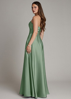 Azazie Meleena Bridesmaid Dresses Matcha A-Line Strapless Stretch Satin Dress image3