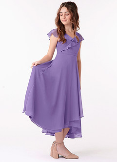 Azazie Posie Junior Tahiti A-Line Ruched Chiffon Dress image3