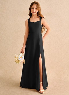 Azazie Makani Girls Formal Abiti da Ragazza di Fiori Abito A-Line in Chiffon Scollo a Cuore Nero image5