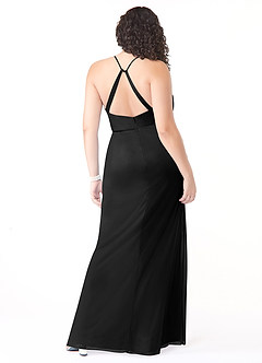 Azazie Kalea Final Sale Black Mermaid Pleated Mesh Dress image8
