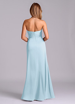 Azazie Sabrine Brudtärnklänningar Klä av A-Linje i Stretch Satin Älskling Halsringning Himmelsblå image2